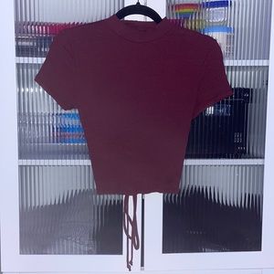 Burgundy Laceup Back Crop Top
